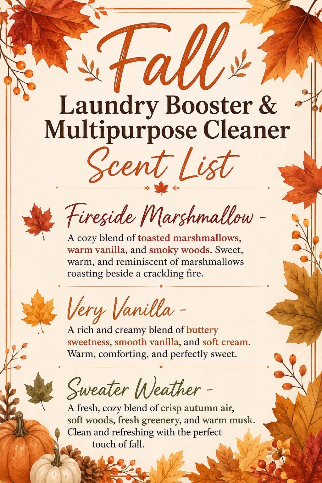 Fall Scents: Laundry Booster & Multipurpose Cleaner