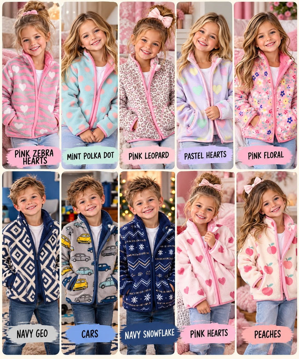 Boys and Girls Fuzzy Full Zip Shacket
