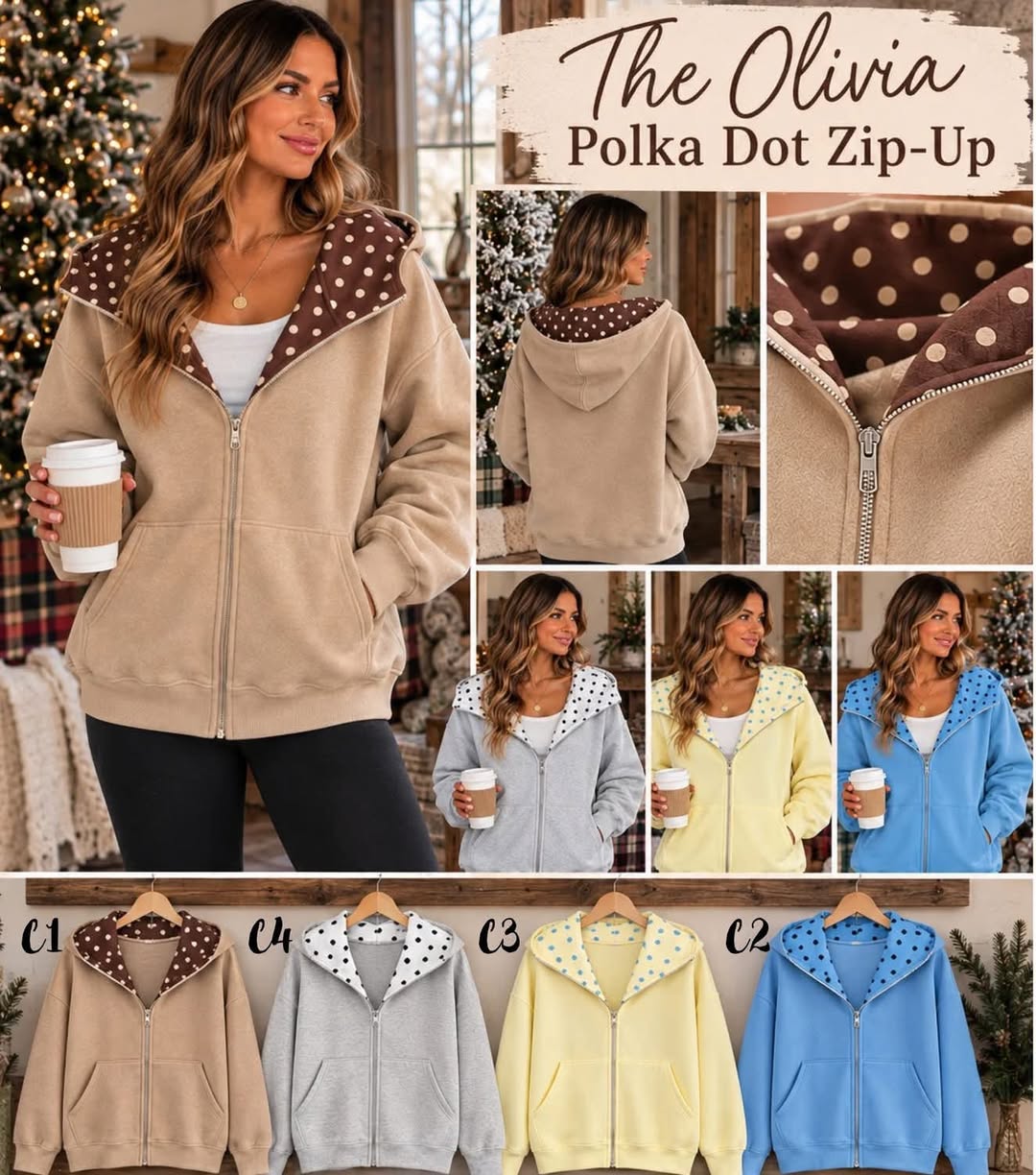 The Olivia Polka Dot Zip-Up