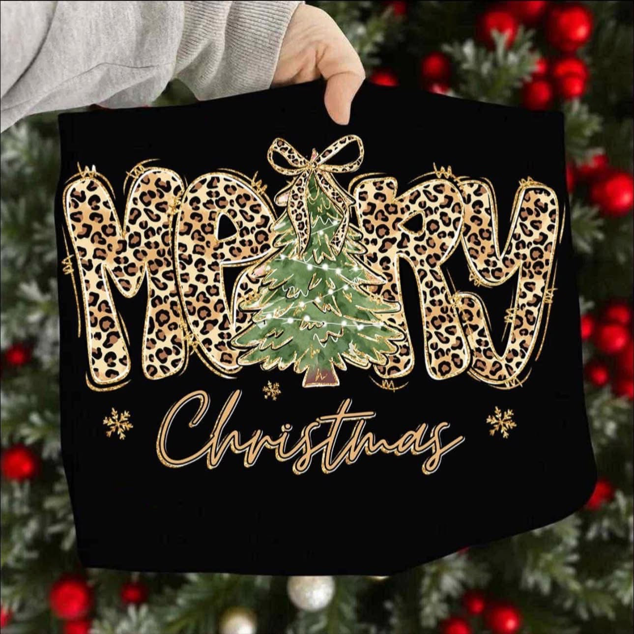 Leopard Merry Christmas Tee