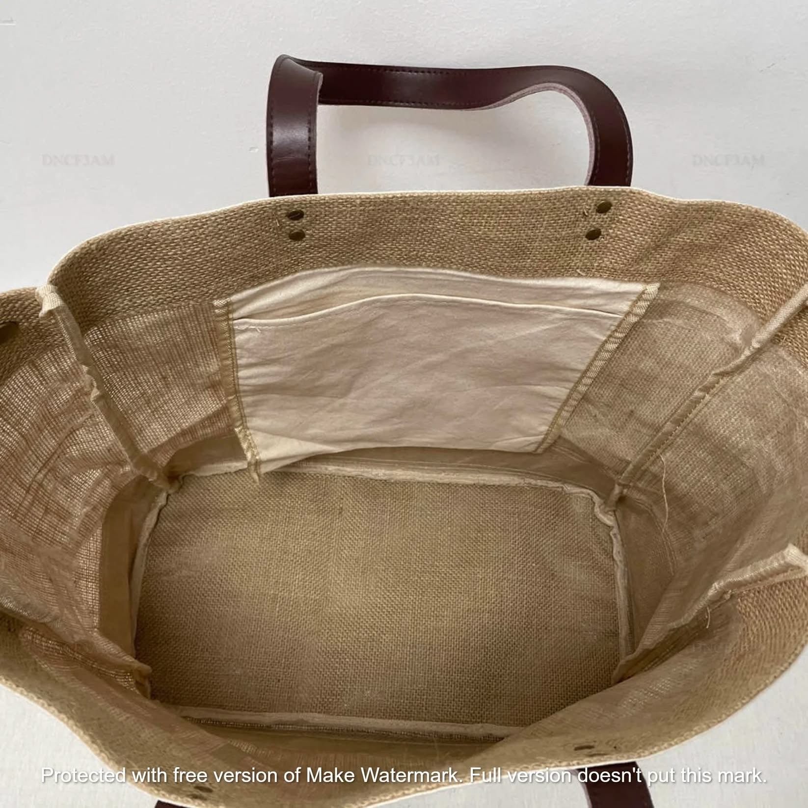 Jute and Leather Standing Tote