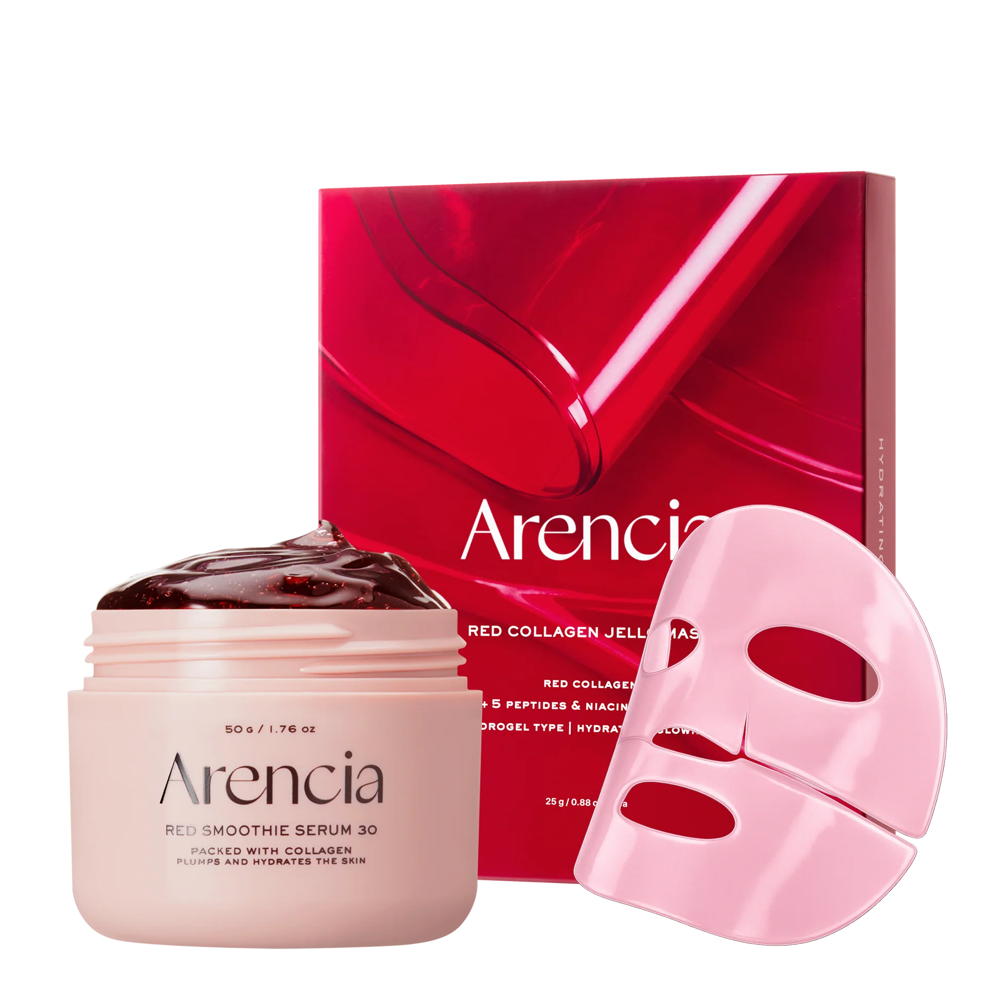 Arencia Overnight Red Smoothie Face Mask Serum, Glowing & Soothing with 30% red collagen, Niacinamide, Peptide, Vitamin E