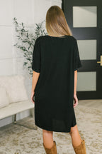 Casual Curtsy Relaxed T-Shirt Dress in Black