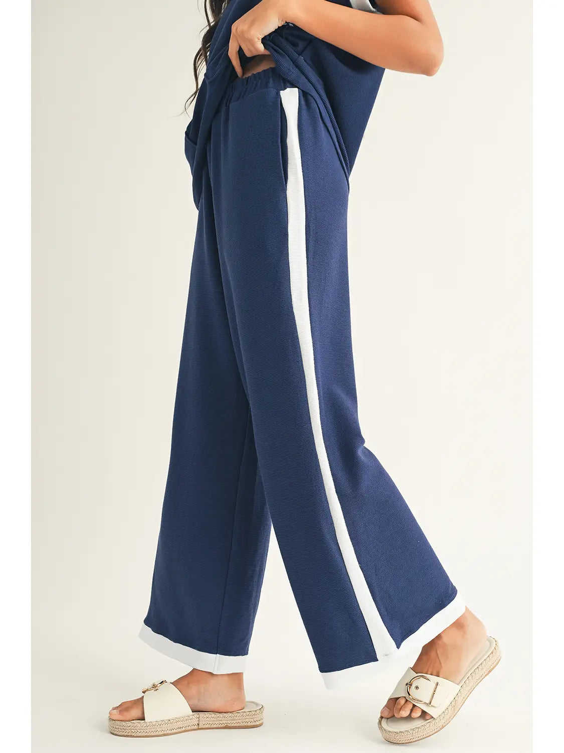 Color Block Tee and Wide Leg Pants Set