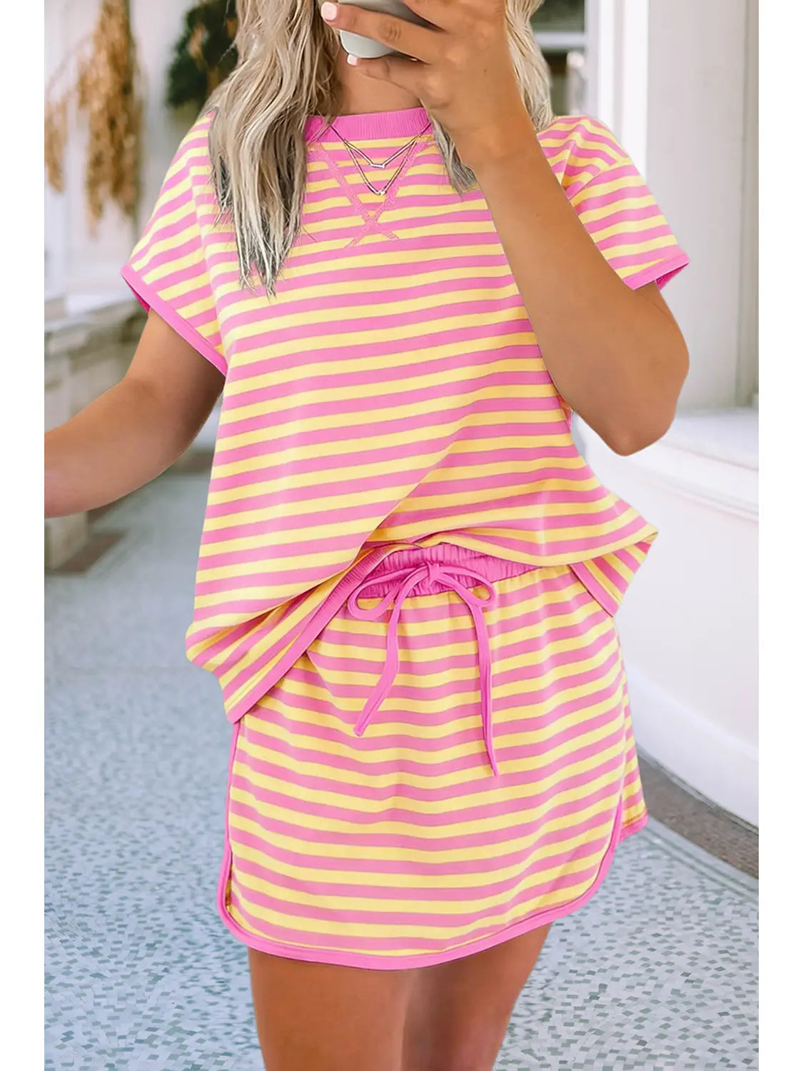 Colorblock Striped Short Set