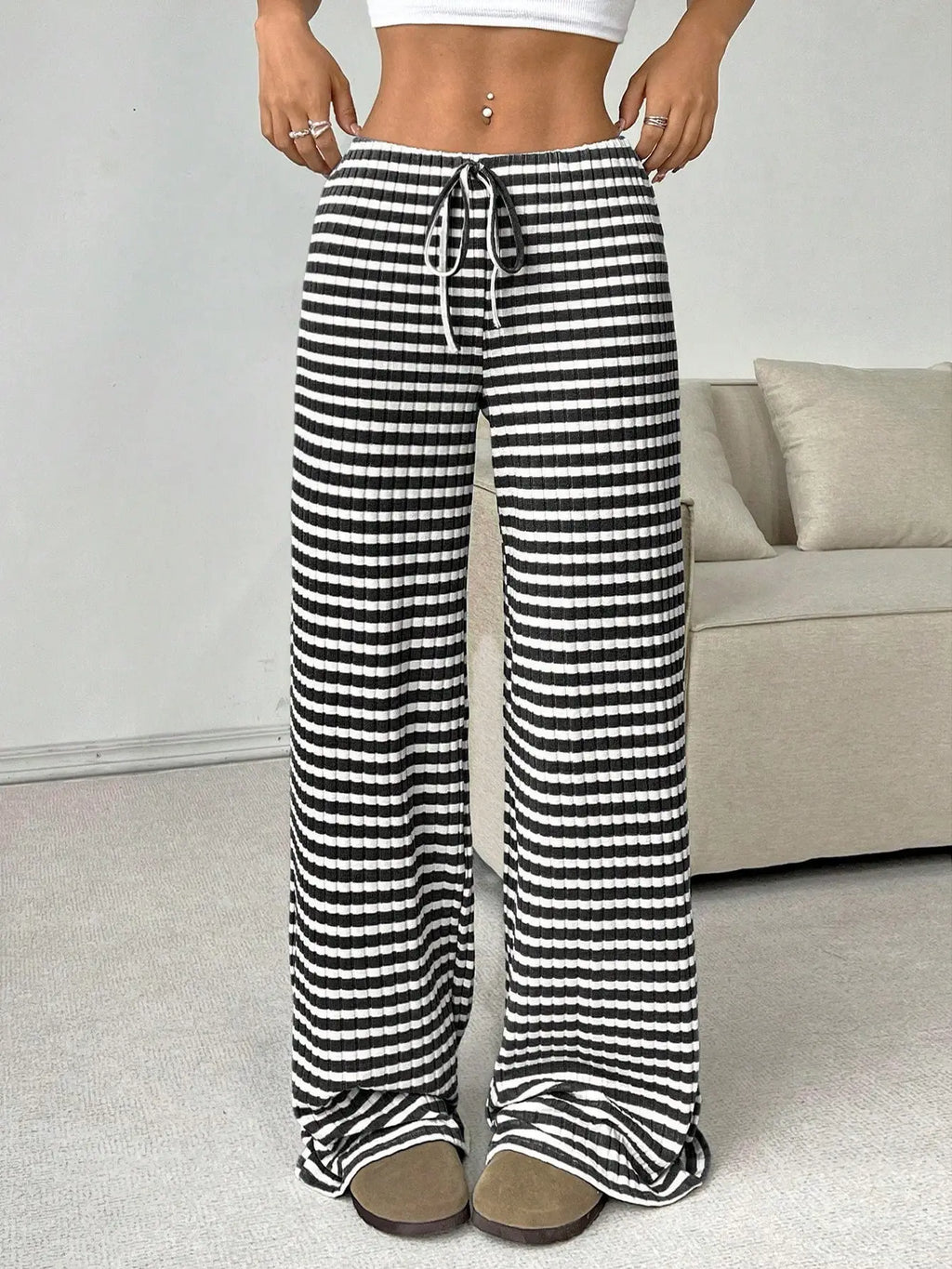 Cotton Wide Leg Lounge Pants