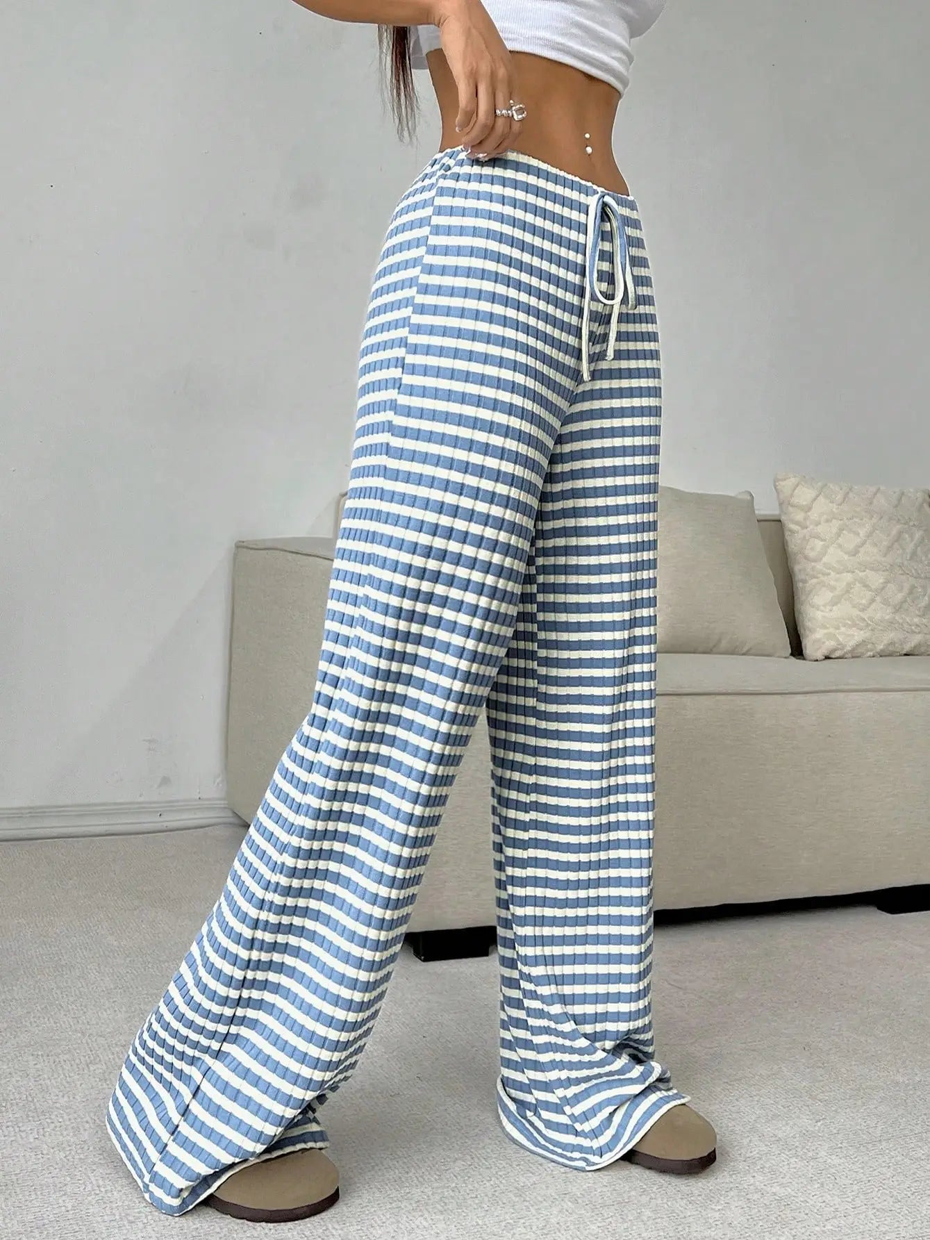 Cotton Wide Leg Lounge Pants
