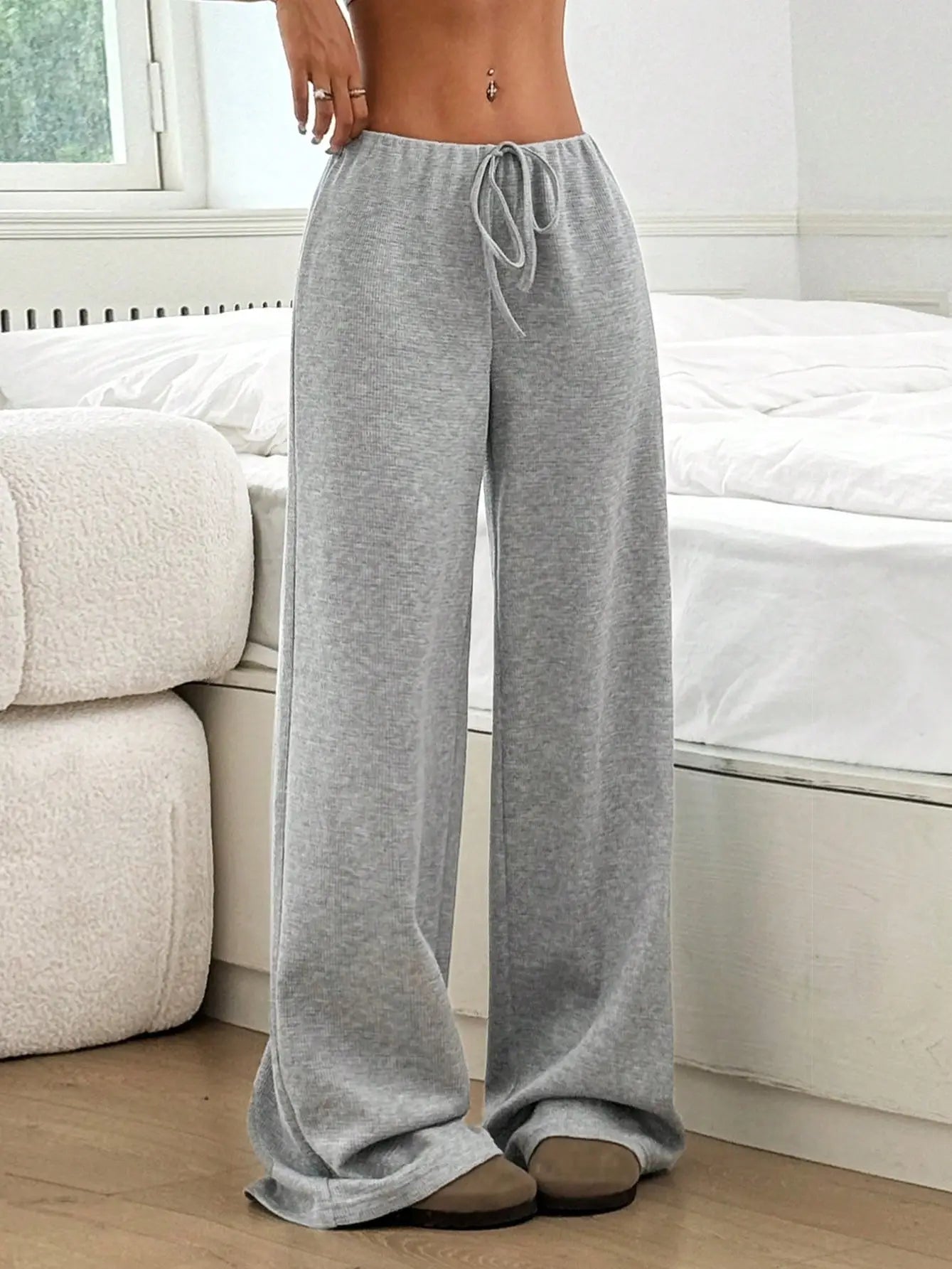 Cotton Wide Leg Lounge Pants