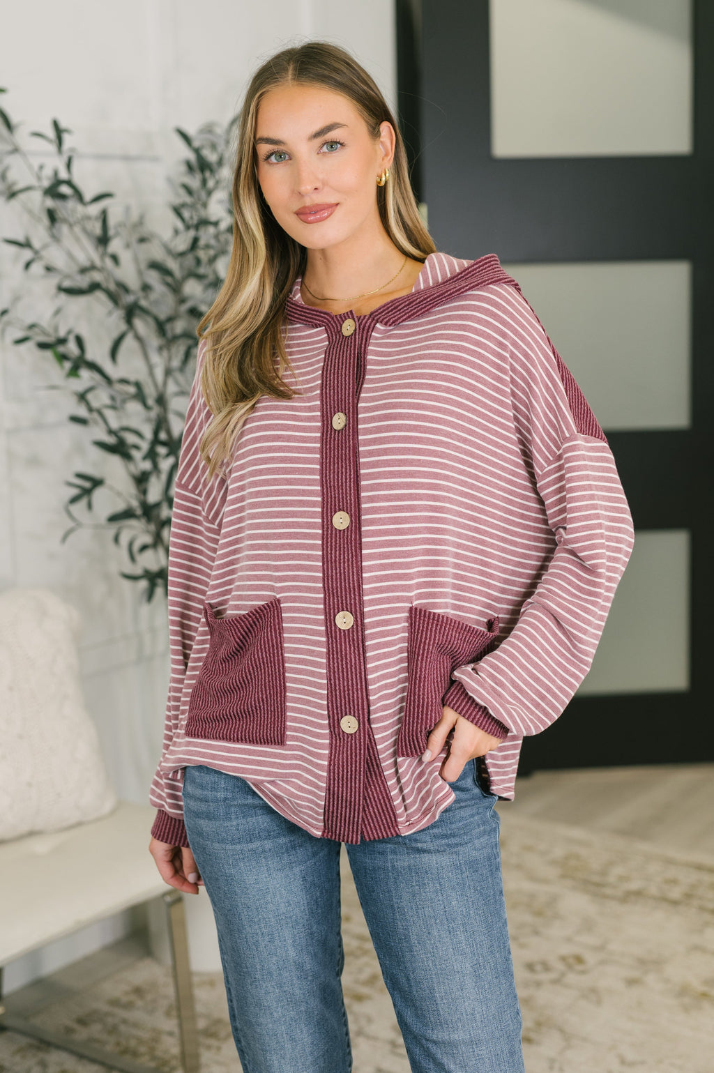 Couldn't Help Myself Button Down Hooded Top