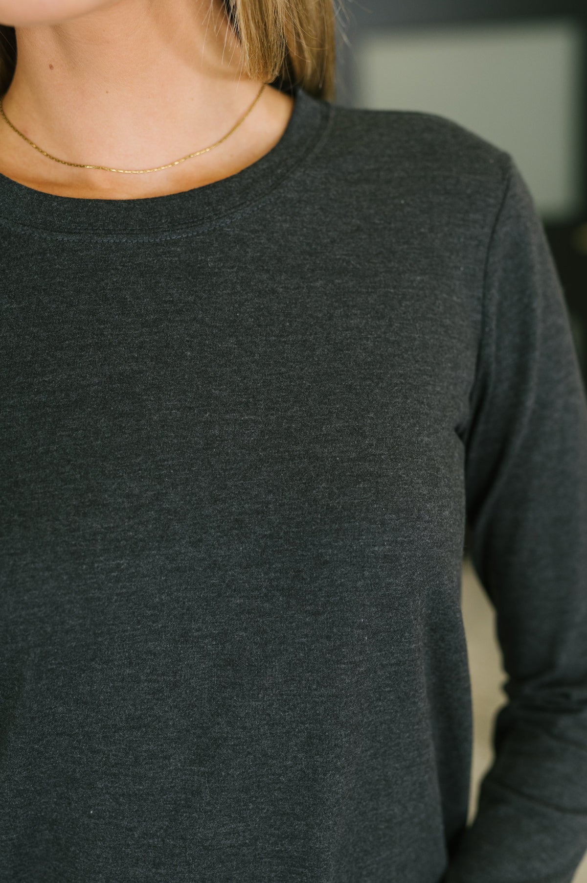 Down to the Basics Long Sleeve Top in Charcoal