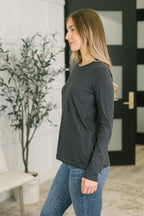 Down to the Basics Long Sleeve Top in Charcoal
