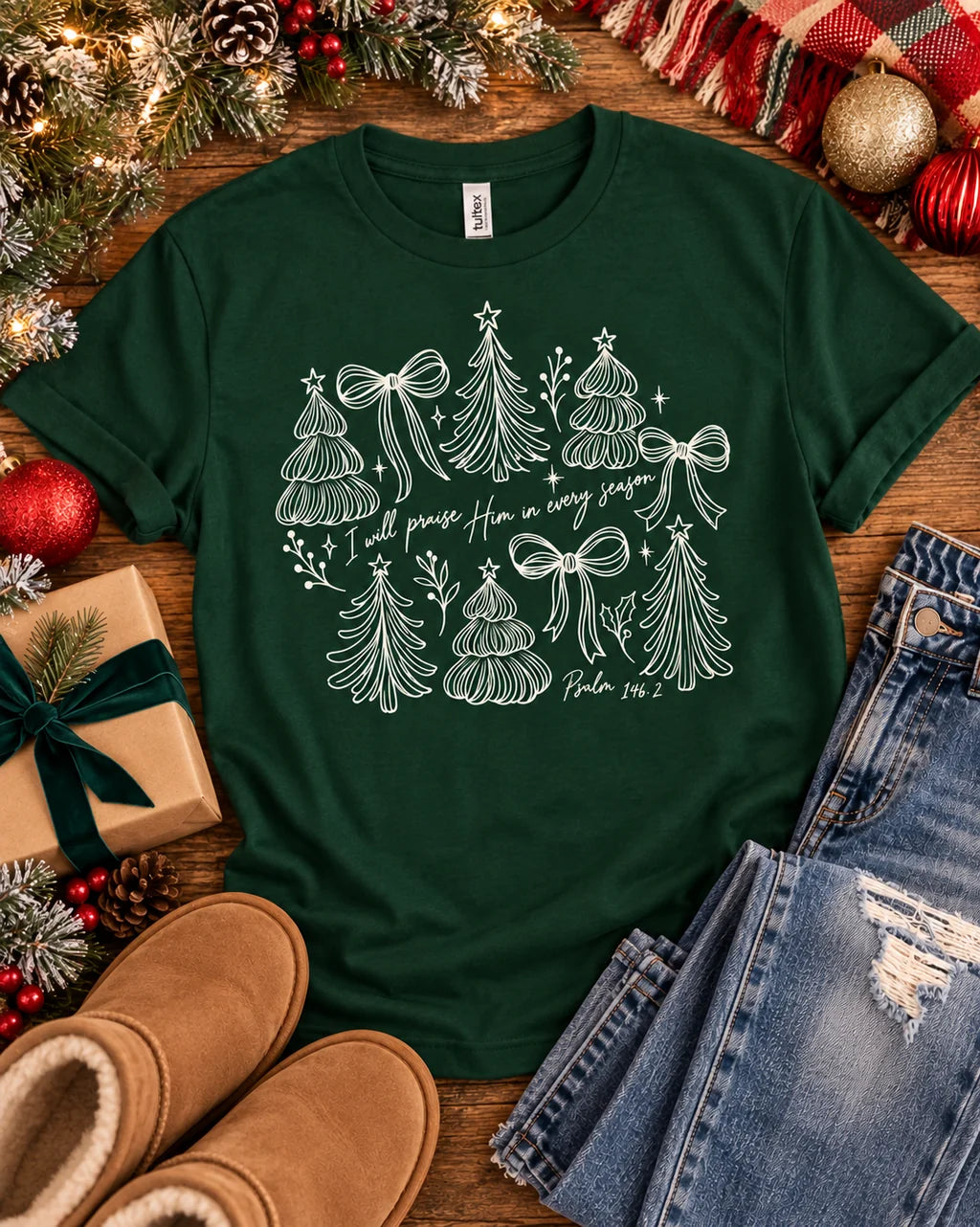 I Will Praise Him Trees And Bows Tee