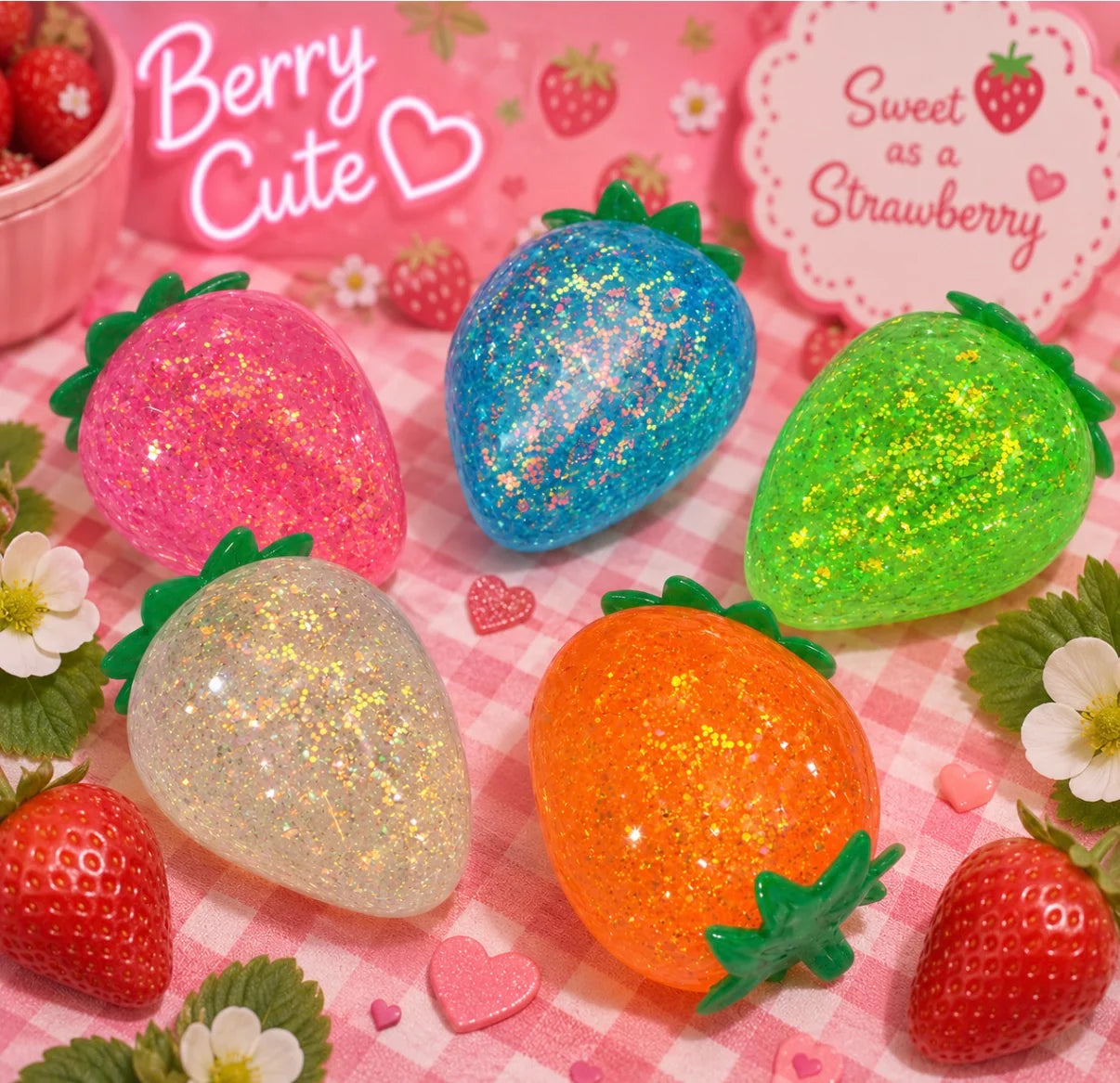 Glitter Strawberry Squishy