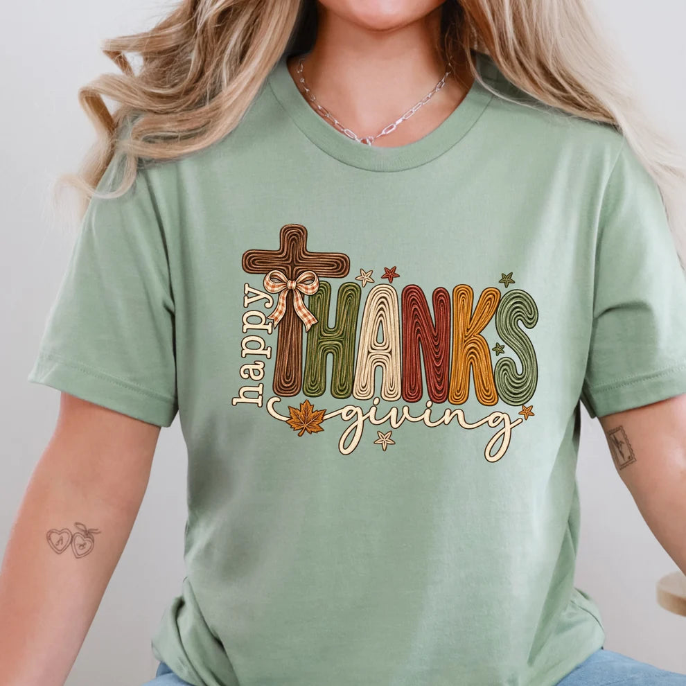 Happy Thanksgiving Outline Graphic Tee
