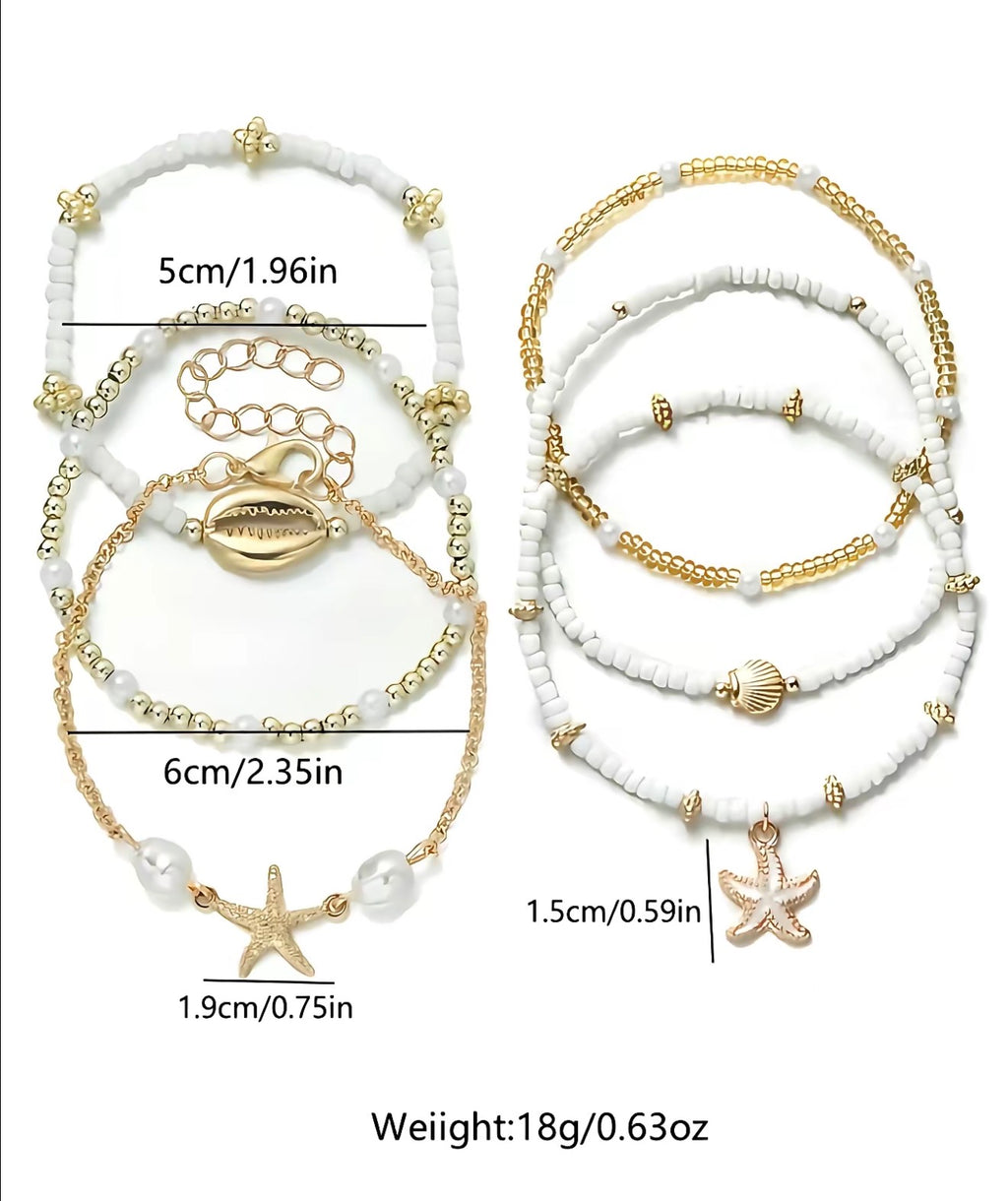 Shell Beaded Bracelet Stacks