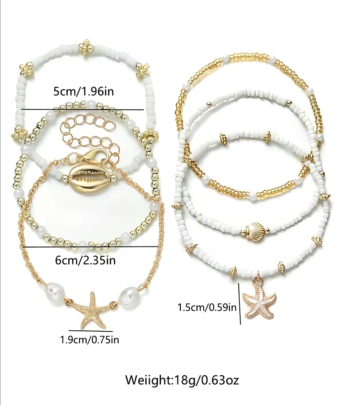 Shell Beaded Bracelet Stacks