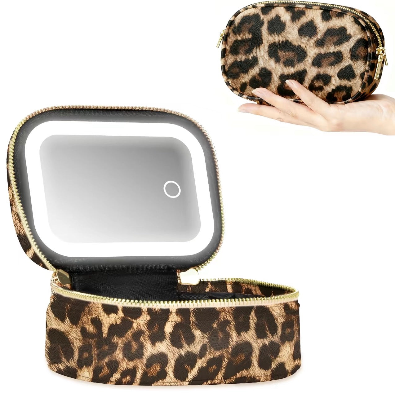 Mini Travel Makeup Bag + LED Light Mirror