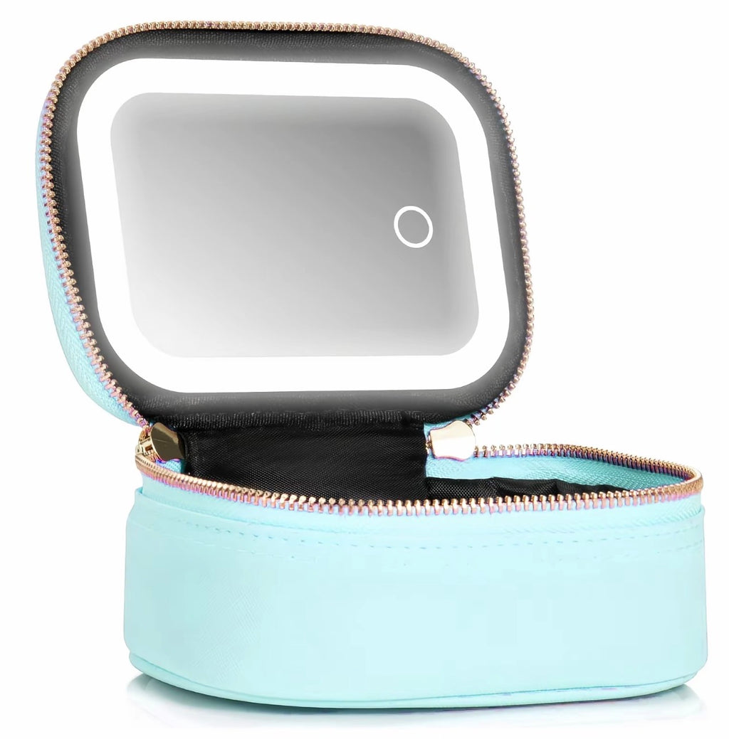 Mini Travel Makeup Bag + LED Light Mirror