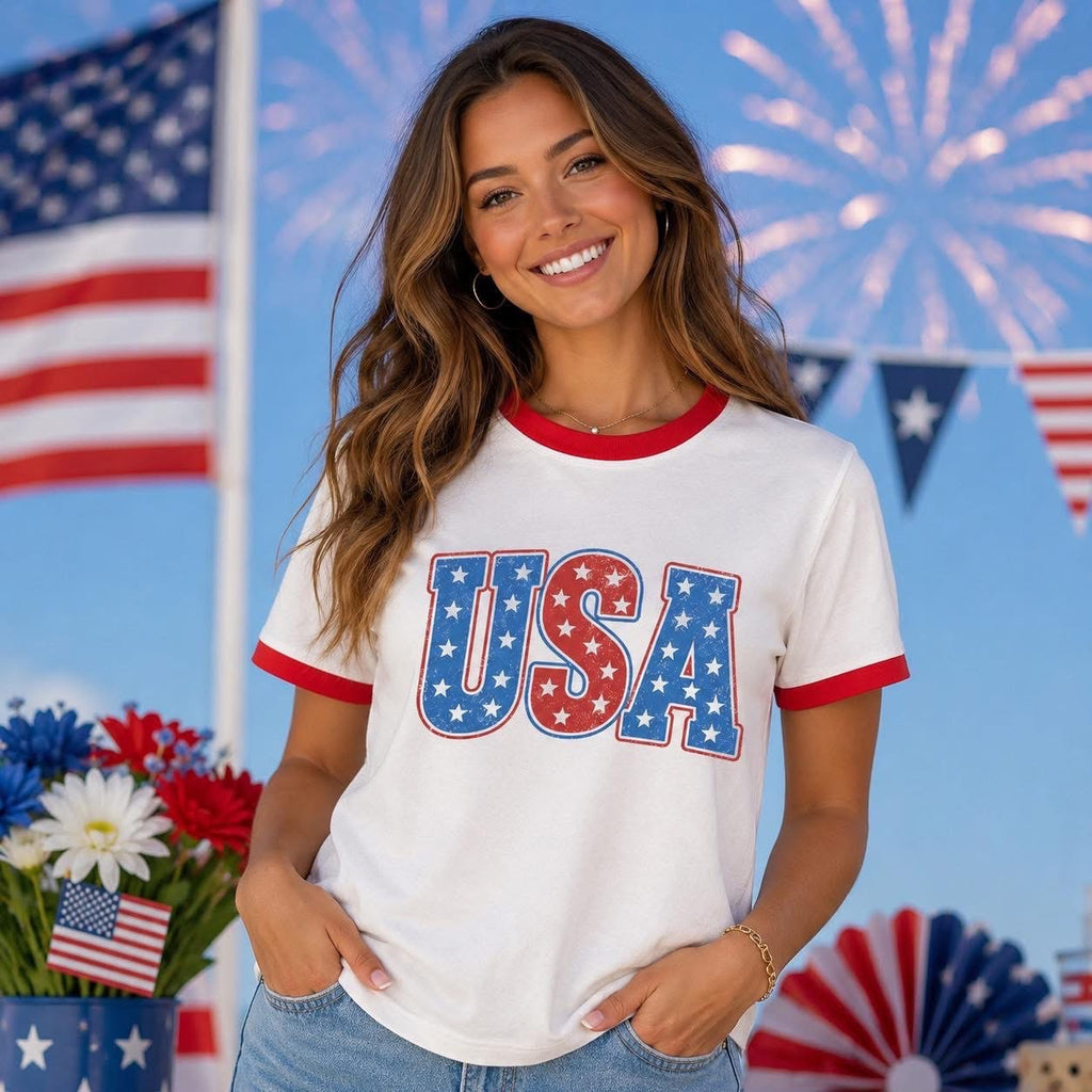 USA ringer tee
