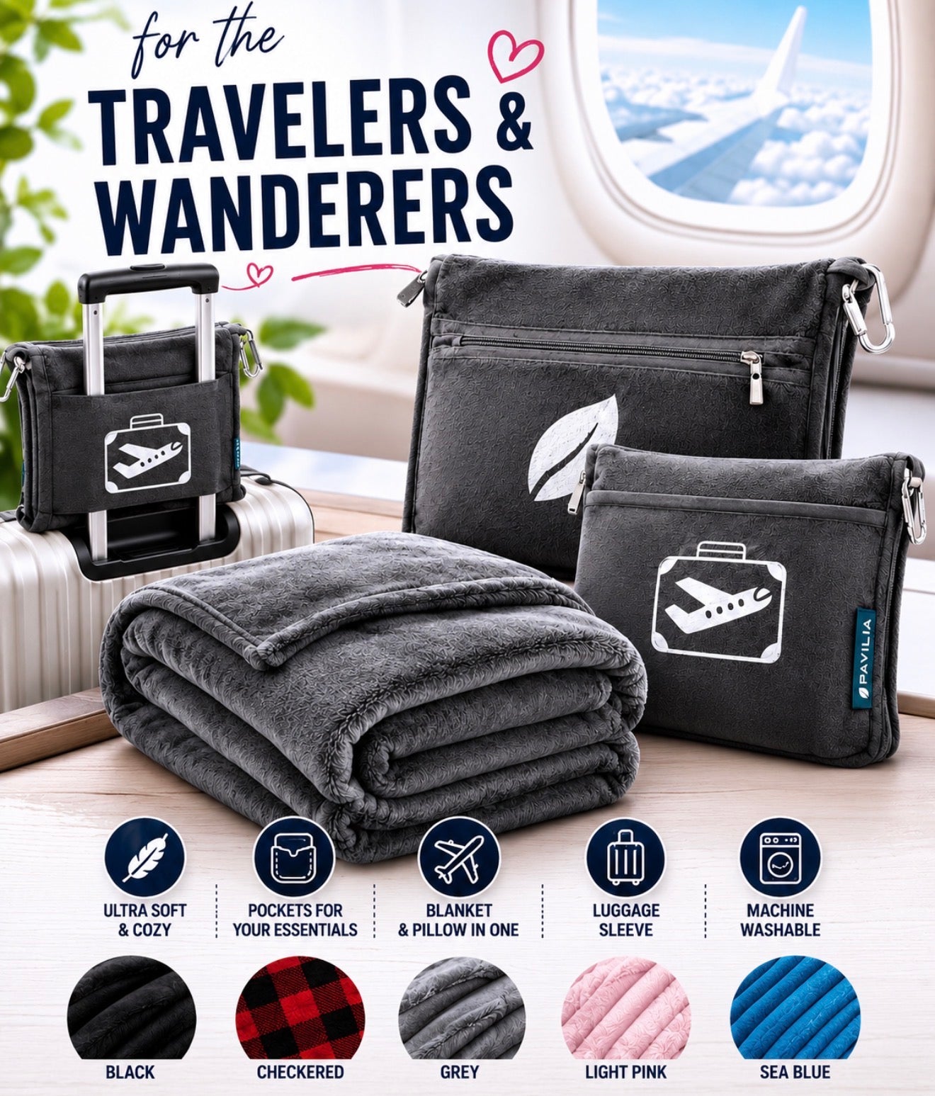 Travel Blanket Pillow