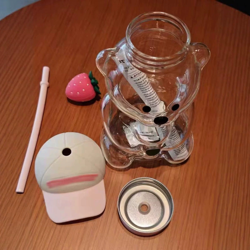 Viral PINK Bear Glass Cup