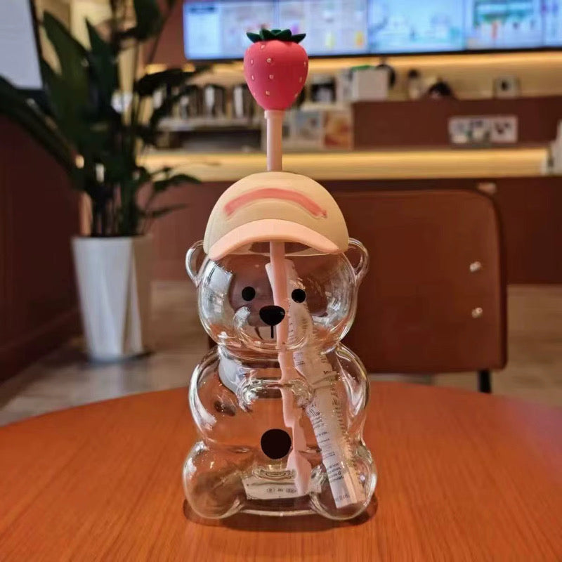 Viral PINK Bear Glass Cup