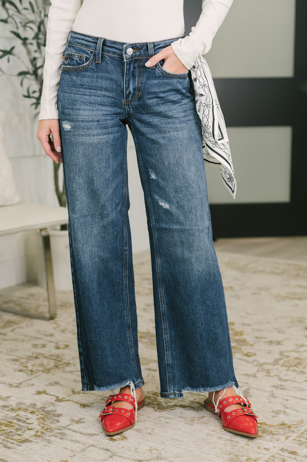 Kaiya Low Rise Wilhelmina Baggy Jean with Bandana Loop