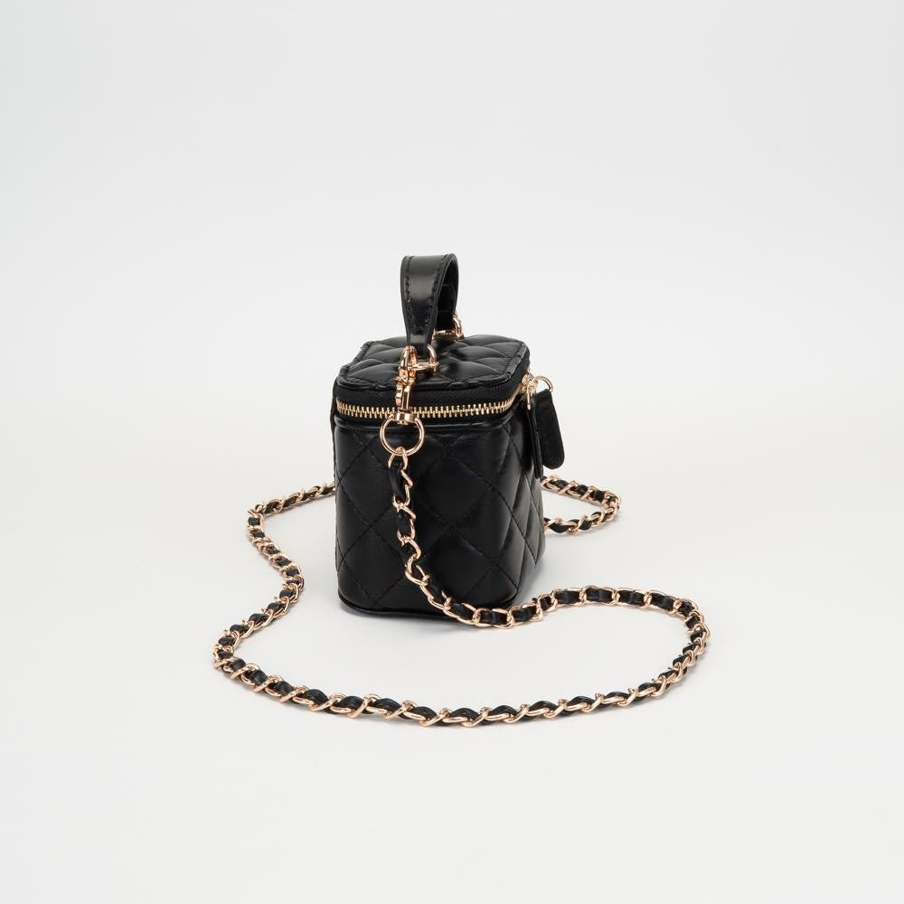 Quilted Vegan Leather Mini Tote Crossbody Bag