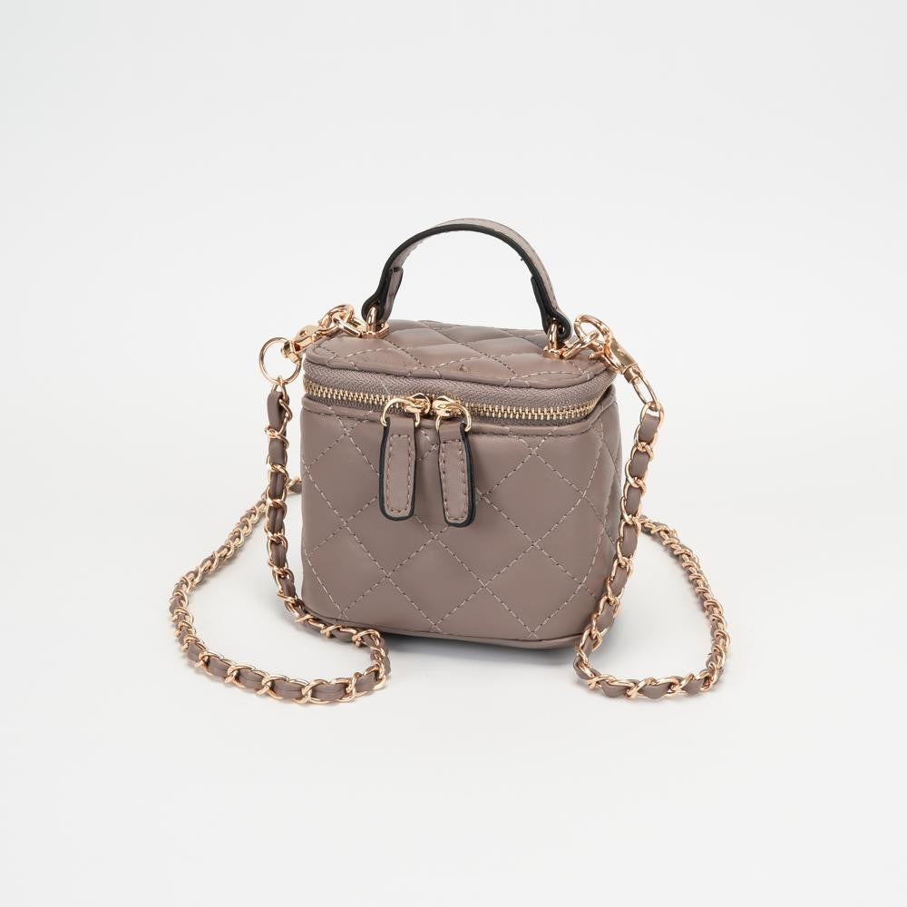 Quilted Vegan Leather Mini Tote Crossbody Bag