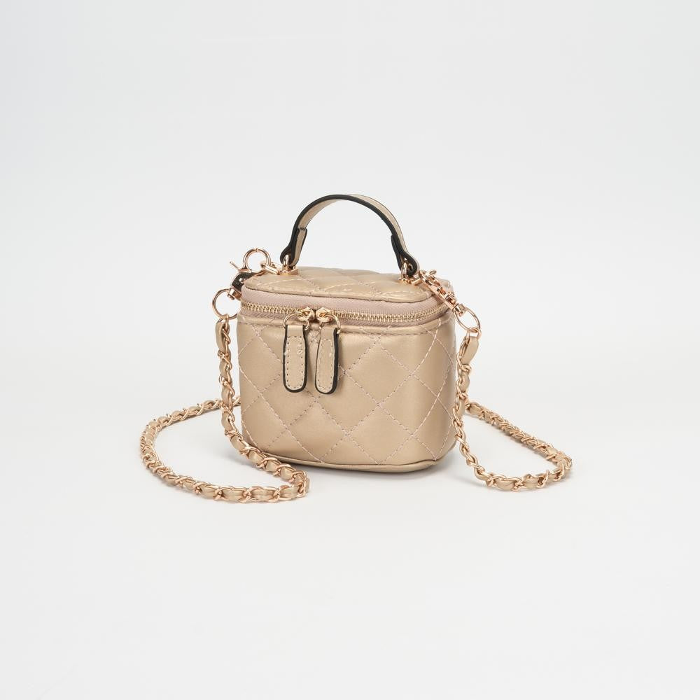 Quilted Vegan Leather Mini Tote Crossbody Bag