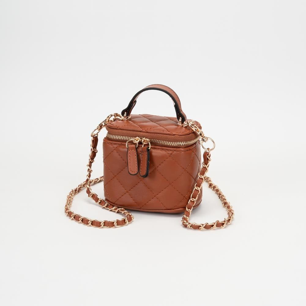 Quilted Vegan Leather Mini Tote Crossbody Bag
