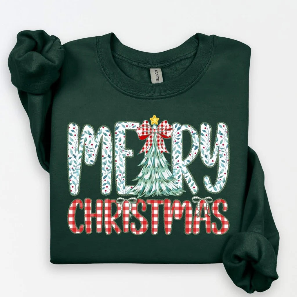 Preppy Floral Merry Christmas Sweatshirt