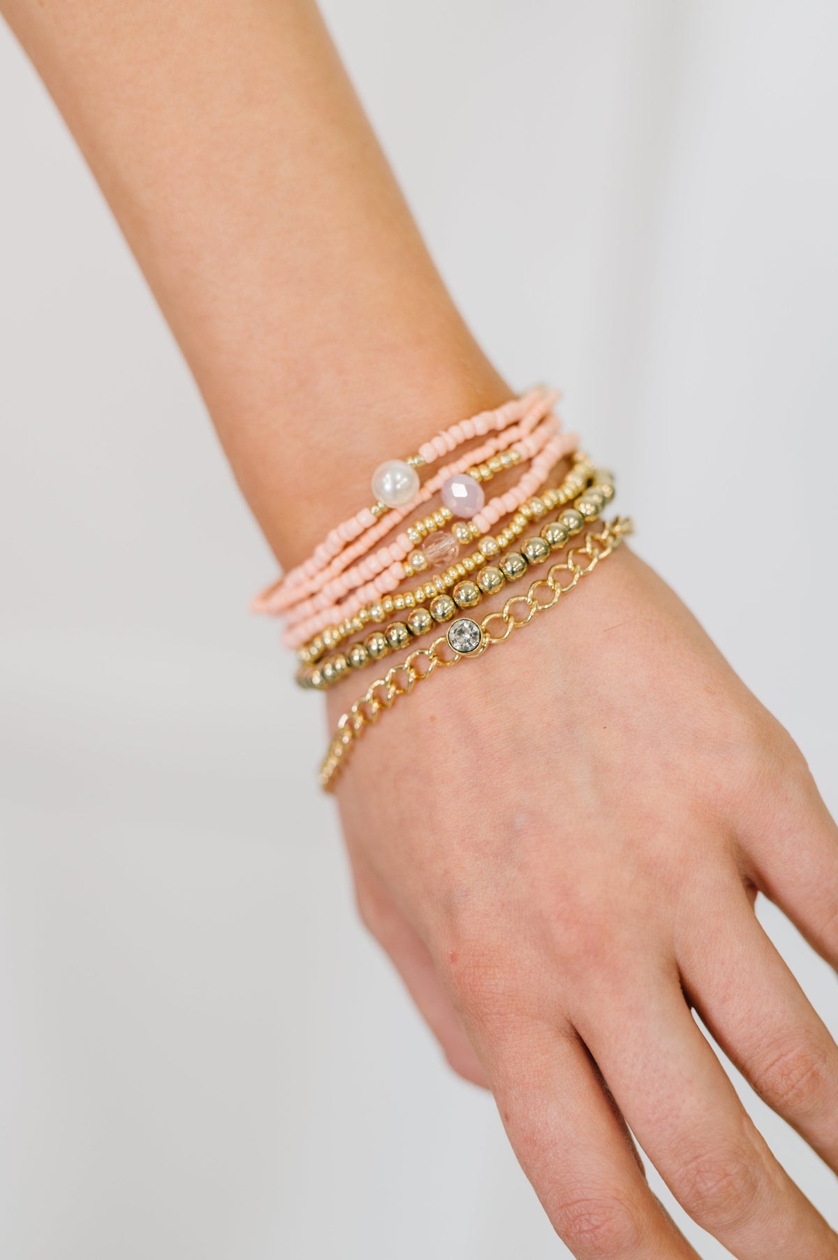 Rose & Radiance Bracelet Set in Pink and Gold