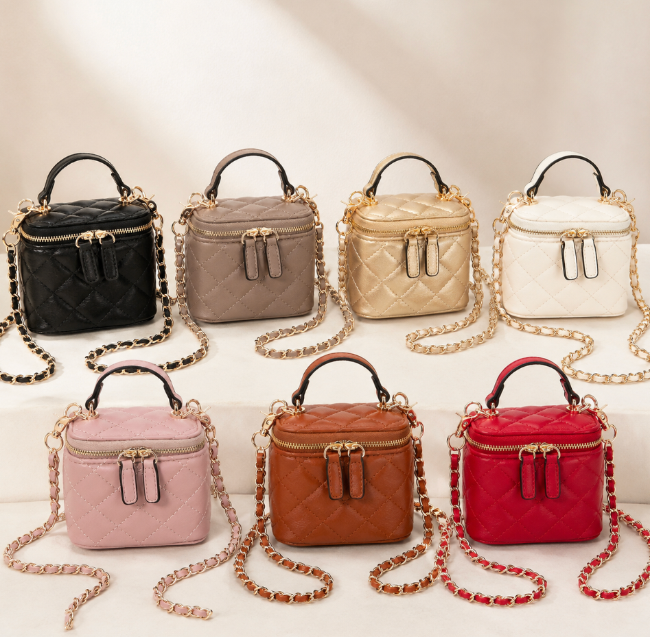 Quilted Vegan Leather Mini Tote Crossbody Bag
