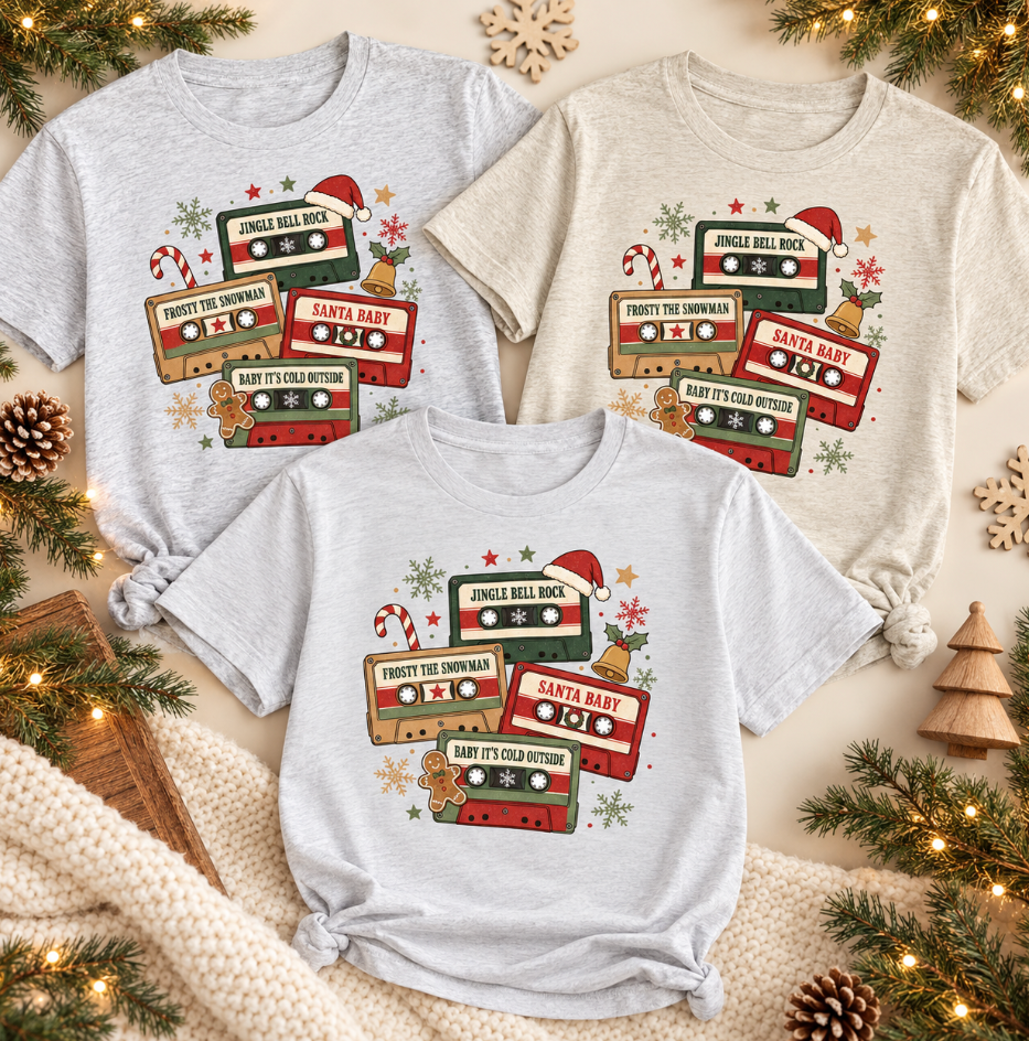 Vintage Christmas Cassettes Tee