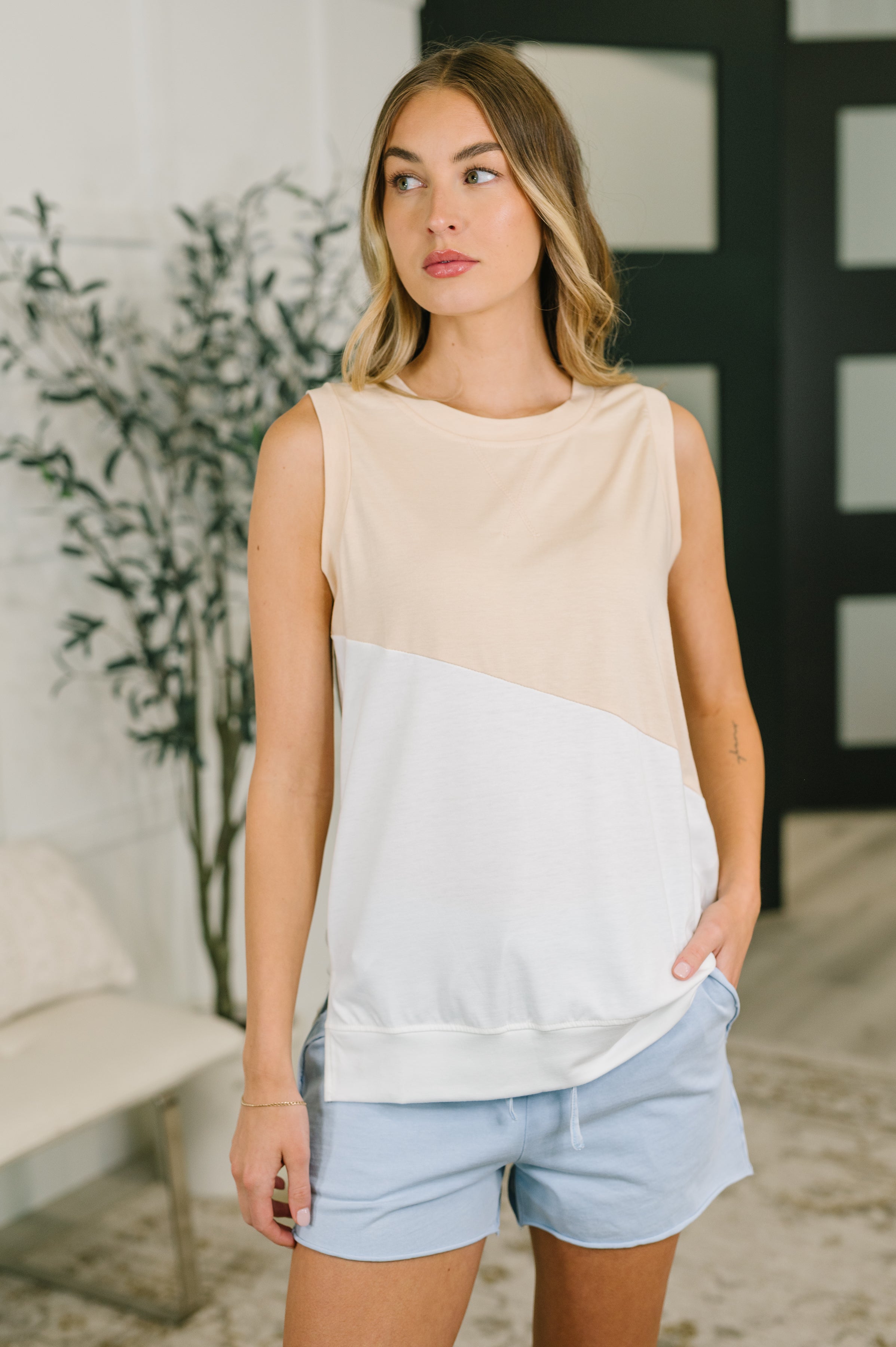 Steady Increase Color Block Sleeveless Top