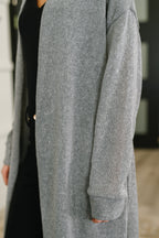 Travel Hideaway Open Front Cardigan in Soft Grey